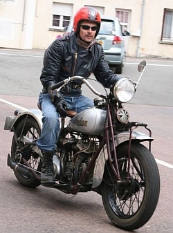 Foto: Juergen on his Standard Scout, France 2007 - by Anita Dray